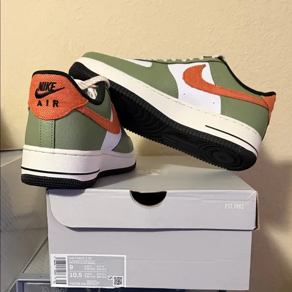 Nike Air Force 1 Low Olive Green Orange White (Reasonable Offers Accepted) - Picture 7 of 7